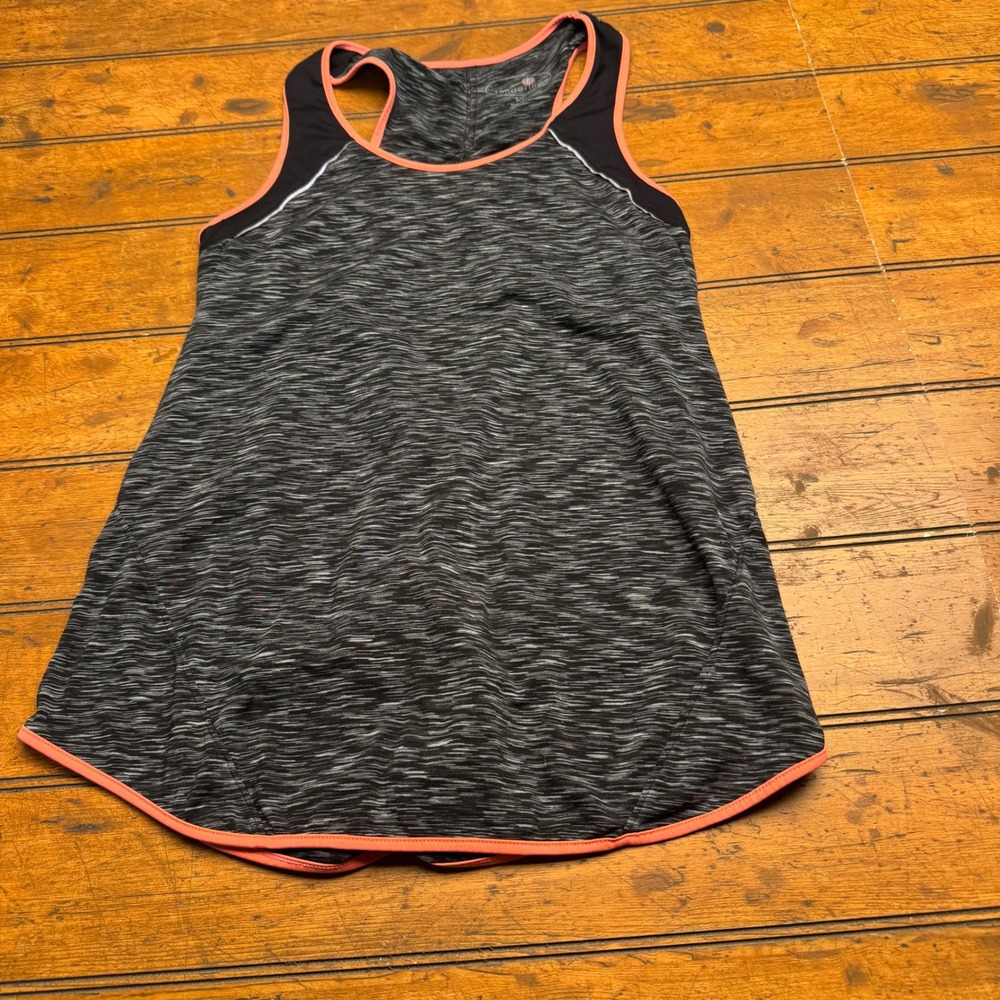 Tangerine Activewear Athletic Tank Top Coral Trim Heathered Gray Size S